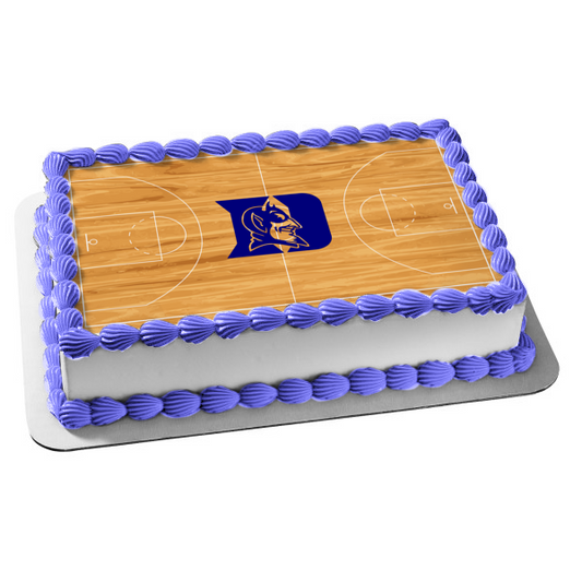Duke Blue Devils Logo Basketball Court Edible Cake Topper Image ABPID01621