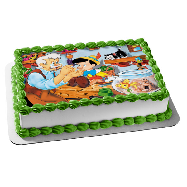 Pinocchio  Jiminy Cricket Mister Geppetto and Cleo Edible Cake Topper Image ABPID01631