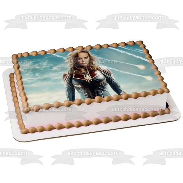 Captian Marvel Galactic War Fantasy Science Fiction Edible Cake Topper Image ABPID01652