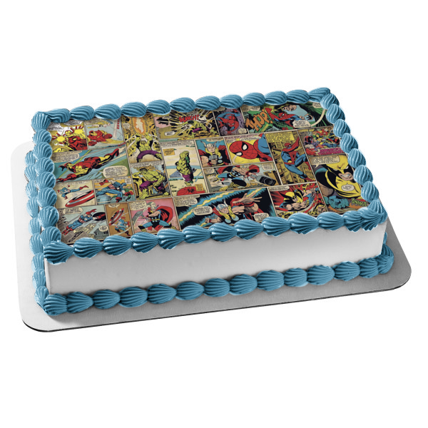 Imagen de decoración comestible para tarta de Spider-Man, Iron Man, Thor y Hulk, ABPID01658 