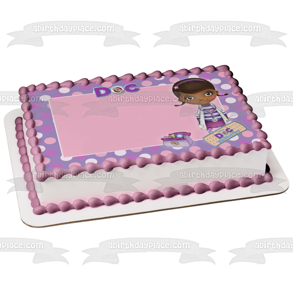 Doc McStuffins Doctor Bag Logo Bandaid Stethoscope and Your Customized Picture Edible Cake Topper Image Frame ABPID01673