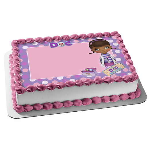 Doc McStuffins Doctor Bag Logo Bandaid Stethoscope Edible Cake Topper Image Frame ABPID01673