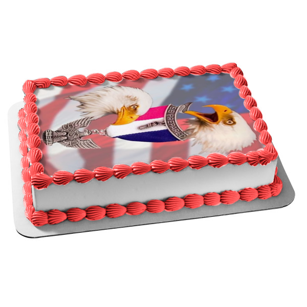 Eagle Scout Court of Honor American Flags Edible Cake Topper Image ABPID01679
