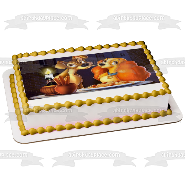 Lady and the Tramp Spaghetti Scene Edible Cake Topper Image ABPID50325
