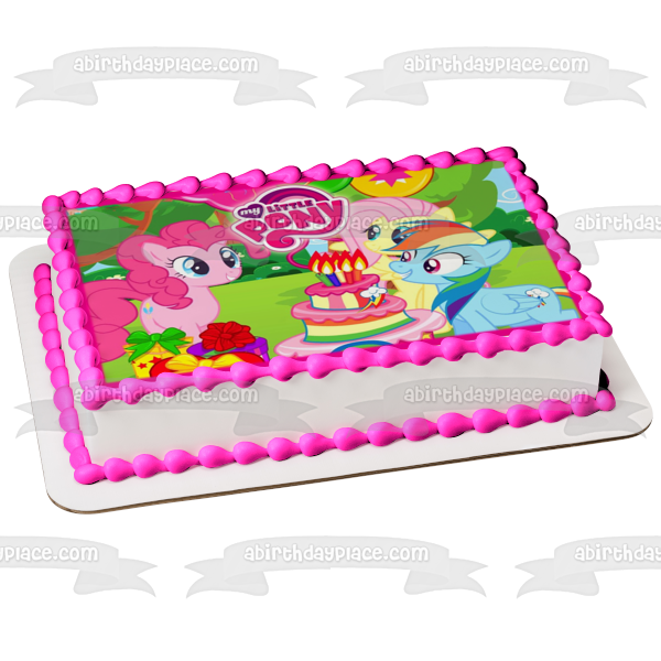 My Little Pony Birthday Cake and Presents Edible Cake Topper Image ABPID01688