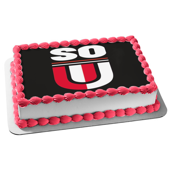 Southern Oregon University Logo Black Background Edible Cake Topper Image ABPID01703