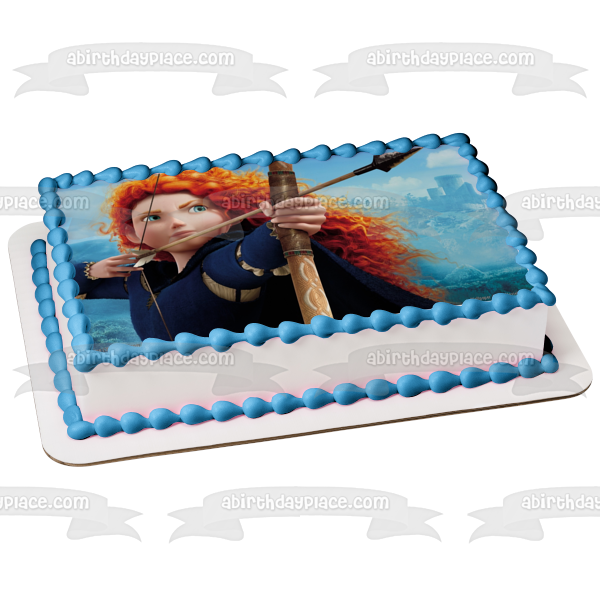 Brave Merida Bow and Arrow Castle In the Background Edible Cake Topper Image ABPID01710
