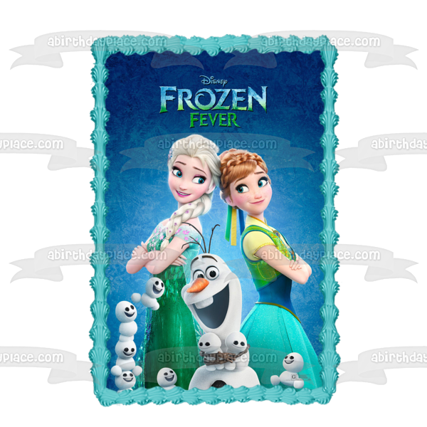 Frozen Fever Elsa Anna and Olaf Edible Cake Topper Image ABPID01801