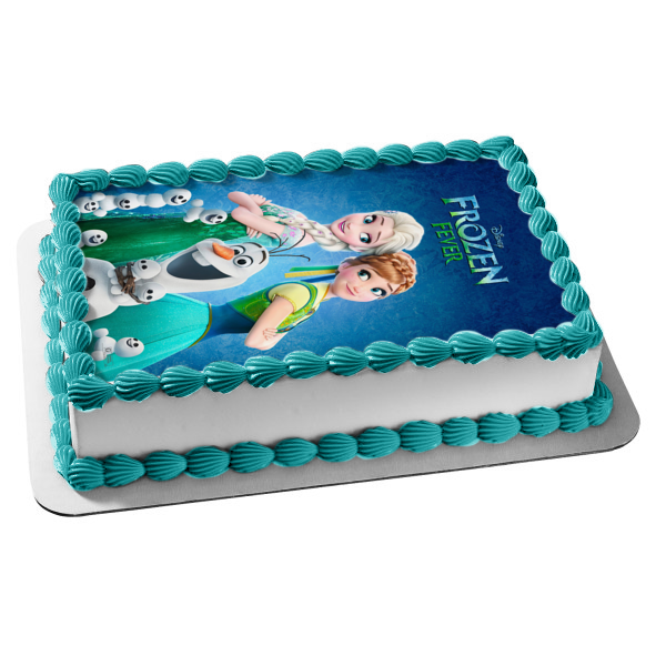 Disney Frozen Fever Elsa Anna Olaf Edible Cake Topper Image ABPID01801