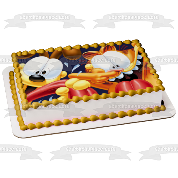 Garfield and Odie Silly Faces Photobooth Edible Cake Topper Image ABPID01835