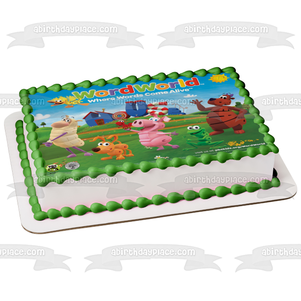 Wordworld Where Words Come Alive Frog Bear Pig Dog and Sheep Edible Cake Topper Image ABPID01853