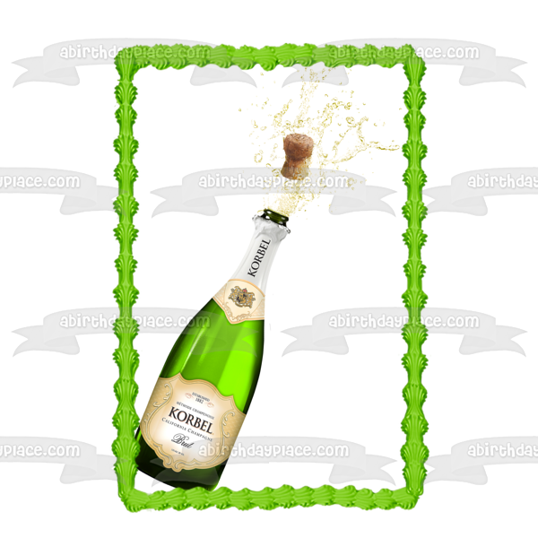 Korbel California Champagne Bottle with a Pop Cork Edible Cake Topper Image ABPID01862