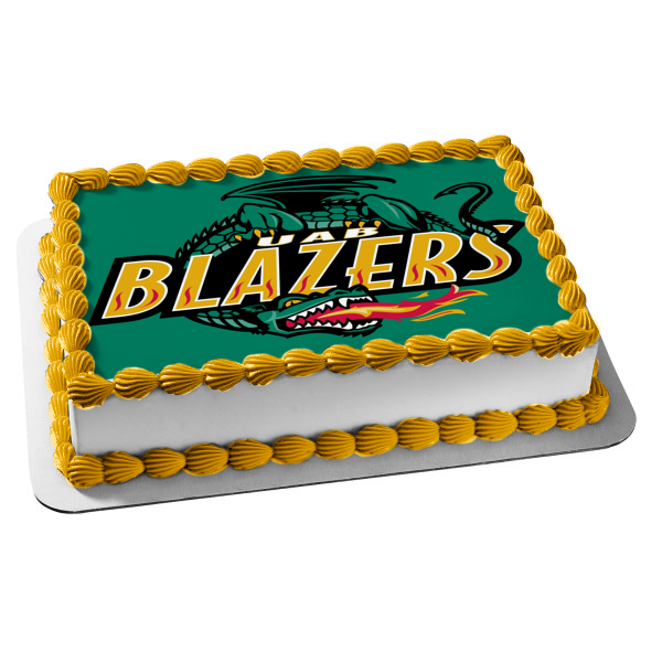 Uab Blazers Logo Dragon Breathing Fire Edible Cake Topper Image ABPID03175