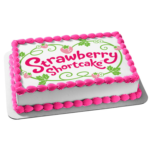 Strawberry Shortcake Cartoon Logo Plant Flowers Edible Cake Topper Image ABPID03180