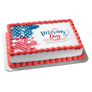 Veterans Day American Flag "Honoring All Who Served" Edible Cake Topper Image ABPID53292