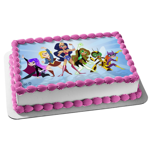 DC Super Hero Girls Wonder Woman Batgirl Super Girl Bumblebee Green Lantern Zatanna Edible Cake Topper Image ABPID53325