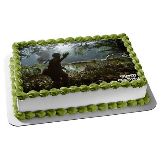 Call of Duty Black Ops Cold War Jungle Soldier Edible Cake Topper Image ABPID53265