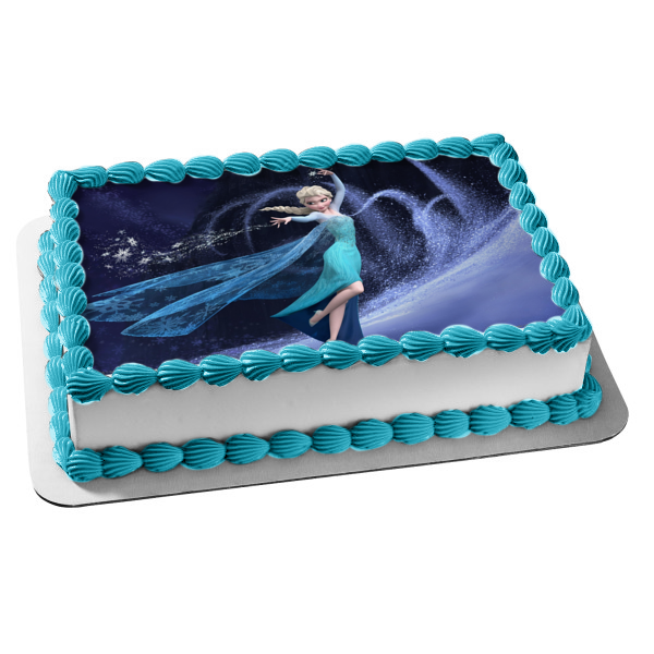 Frozen Elsa Disney Casting Snowflakes Edible Cake Topper Image ABPID03261