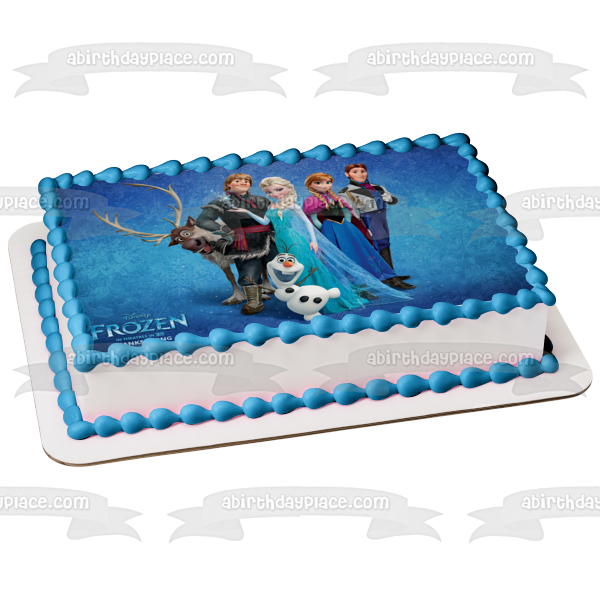 Frozen Anna Elsa Hans Olaf and Kristoff Edible Cake Topper Image ABPID03267