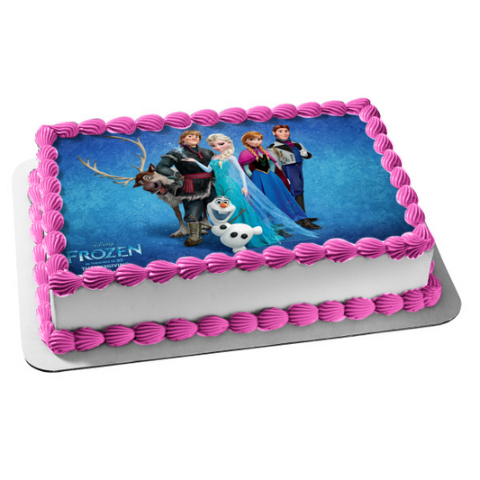 Disney Frozen Anna Elsa Hans Olaf Kristoff Edible Cake Topper Image ABPID03267