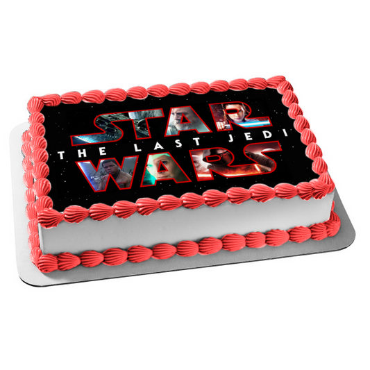 Star Wars the Last Jedi Logo Star Background Edible Cake Topper Image ABPID03292