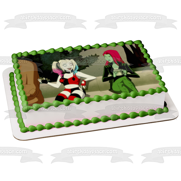 Harley Quinn Poison Ivy Animated Series DC Comics Edible Cake Topper Image ABPID53282