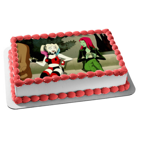 Harley Quinn Poison Ivy Animated Series DC Comics Edible Cake Topper Image ABPID53282