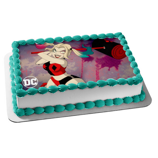 Harley Quinn Mallet Animated Series DC Comics Edible Cake Topper Image ABPID53283