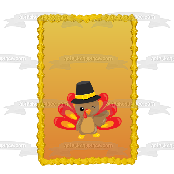 Baby Turkey 1st Birthday 1st Thanksgiving Fall Edible Cake Topper Image ABPID53319