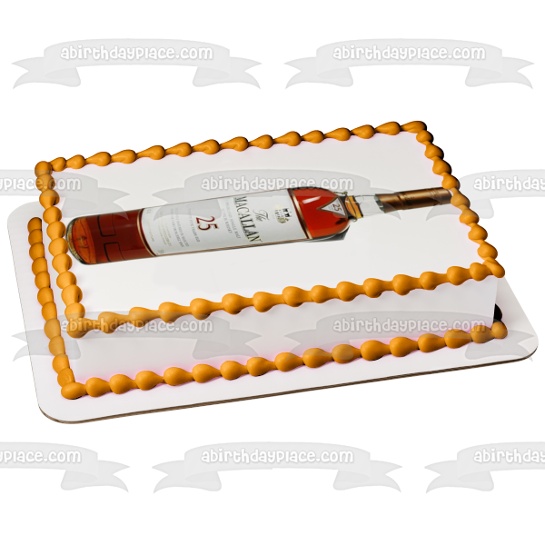 Macallan 25 Scotch Whisky Bottle Edible Cake Topper Image ABPID53337