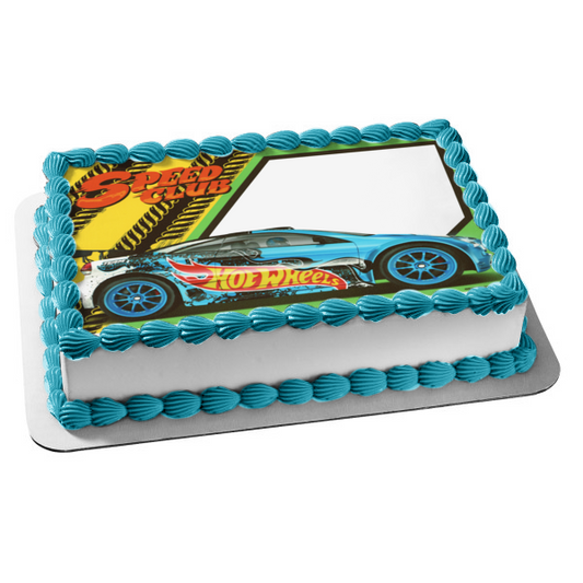 Hot Wheels Speed ​​Club Blue Car y su foto personalizada, marco de imagen comestible para decoración de tarta ABPID03339 