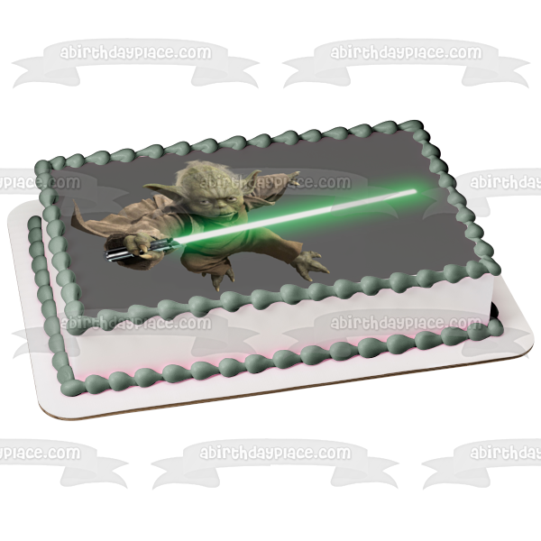 Star Wars Yoda and a Light Saber Edible Cake Topper Image ABPID03345