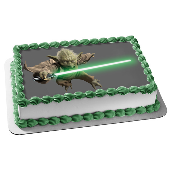 Star Wars Yoda Light Saber Edible Cake Topper Image ABPID03345
