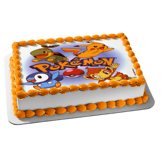 Pokemon Pikachu Squirtle Poke Ball Edible Cake Topper Image ABPID03347