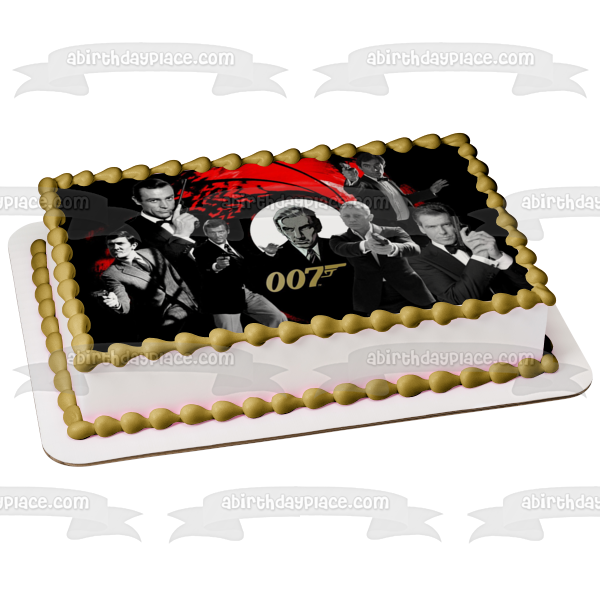 James Bond 007 Sean Connery Daniel Craig and Pierce Brosnon Edible Cake Topper Image ABPID03351