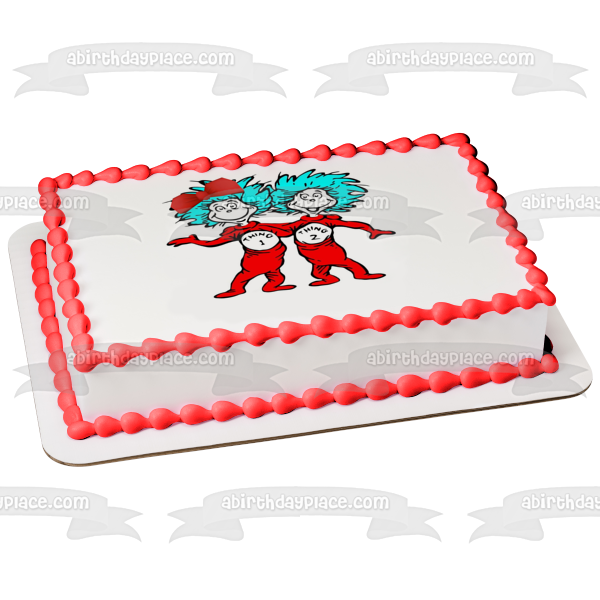 Dr. Seuss Thing 1 and Thing 2 The Cat in the Hat Edible Cake Topper Image ABPID03413