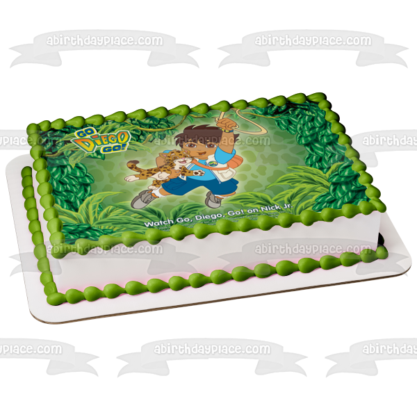 Go Diego Go Marquez and a  Baby Jaguar Edible Cake Topper Image ABPID03456