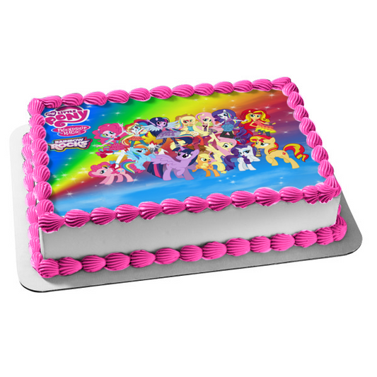 My Little Pony Equestria Girls La amistad es mágica Rainbow Rocks Twilight Sparkle Applejack y más adornos comestibles para tartas Imagen ABPID03474 