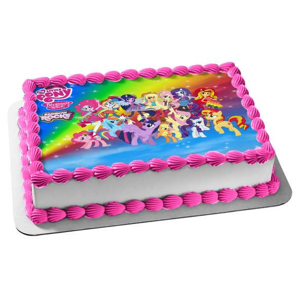 My Little Pony Equestria Girls Friendship Is Magic Rainbow Rocks Twilight Sparkle Applejack and More Edible Cake Topper Image ABPID03474