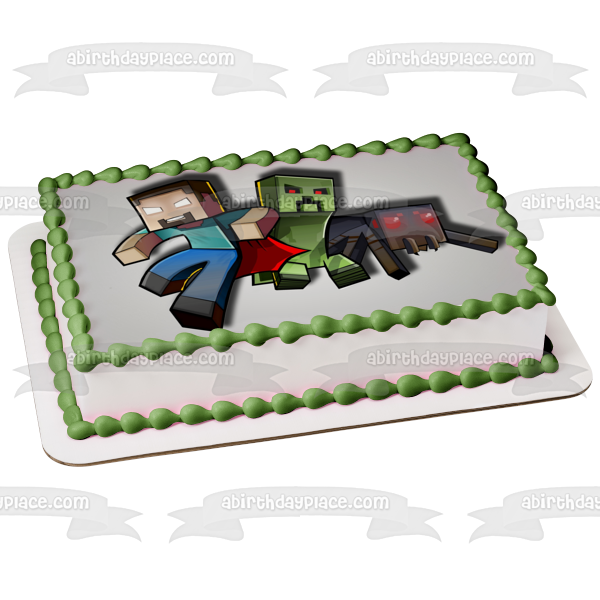 Minecraft Herobrine Creeper Spider Steve Edible Cake Topper Image ABPID03477