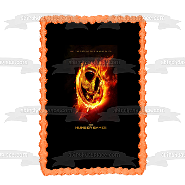 The Hunger Games Logo and Fire Edible Cake Topper Image ABPID03478