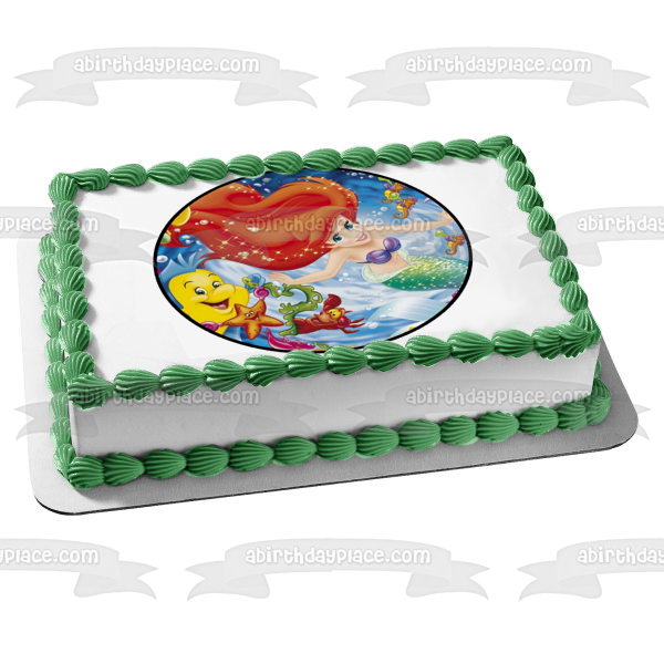The Little Mermaid Ariel Sebastian  Flounder Edible Cake Topper Image ABPID03552