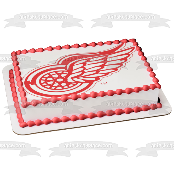Detroit Red Wings Logo NHL Sports Edible Cake Topper Image ABPID03566