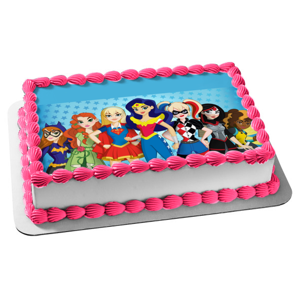 DC Super Hero Girls Super Girl Wonder Woman Bat Girl Poison Ivy Edible Cake Topper Image ABPID03581