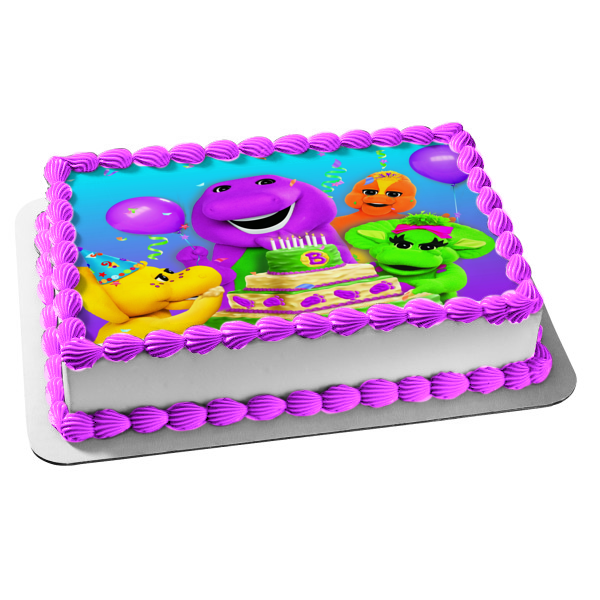 Barney Birthday Baby Bop Bj and Riff Edible Cake Topper Image ABPID03583