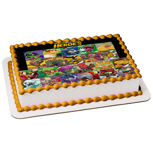 Plants Vs Zombies Heroes Green Shadow Solar Flare Wall-Knight Chompzilla Spudow Edible Cake Topper Image ABPID03608
