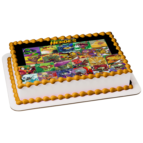 Plants Vs Zombies Heroes Green Shadow Solar Flare Wall-Knight Chompzilla Spudow Edible Cake Topper Image ABPID03608
