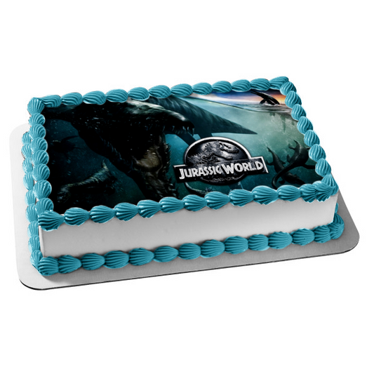 Jurassic World Logo Water Dinosaur Edible Cake Topper Image ABPID03635