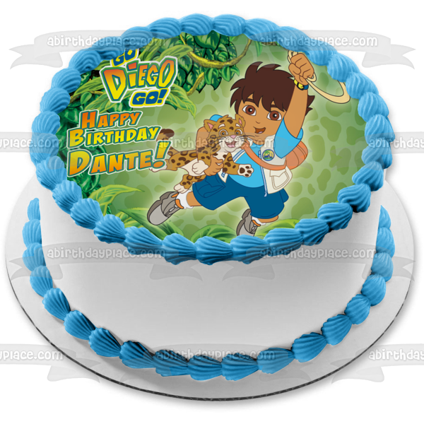 Go Diego Go Marquez and a  Baby Jaguar Edible Cake Topper Image ABPID03456