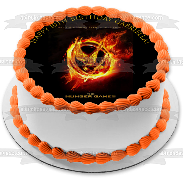 The Hunger Games Logo and Fire Edible Cake Topper Image ABPID03478